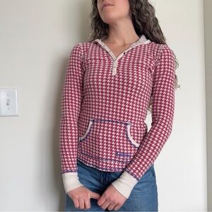 Billabong Pink and White Houndstooth Long Sleeve